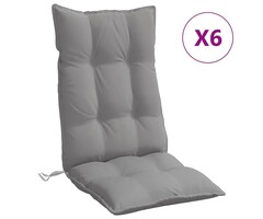 Vidaxl 6x Stuhlkissen für Hochlehner 120x50 cm Grau - 51% Rabatt