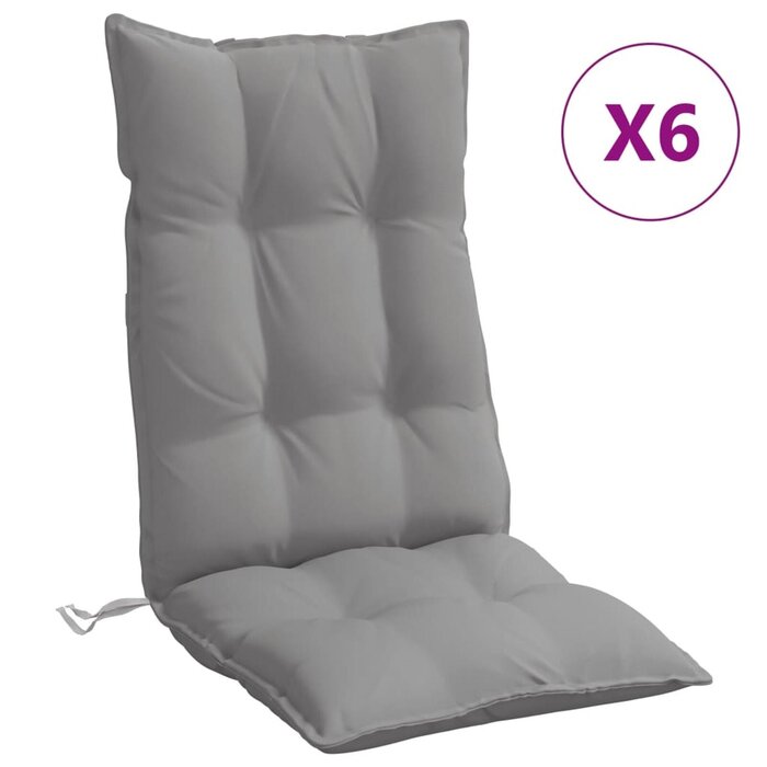 Vidaxl 6er Set Stuhlkissen für Hochlehner 120x50 cm Grau - 34% Rabatt