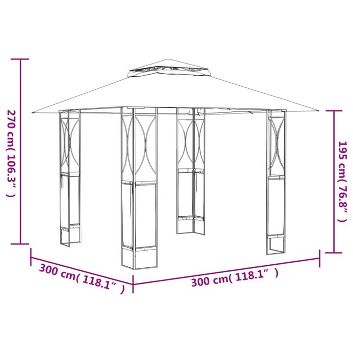 Vidaxl Gartenpavillon 300x300x270 cm Stahl Anthrazit - 35% Rabatt