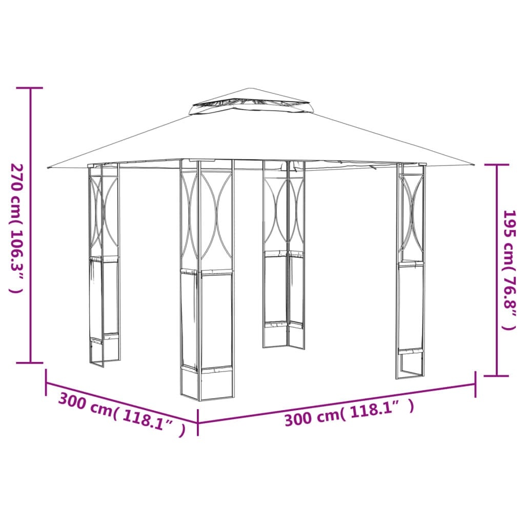 Vidaxl Gartenpavillon 300x300x270 cm Stahl Anthrazit - 35% Rabatt