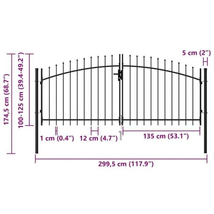Vidaxl Doppelflügeliges Gartentor Stahl Schwarz 3 x 1,25 m - 35% Rabatt