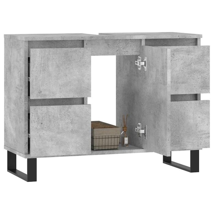 Badezimmerschrank in Betongrau 80x33x60 cm - 36% Rabatt