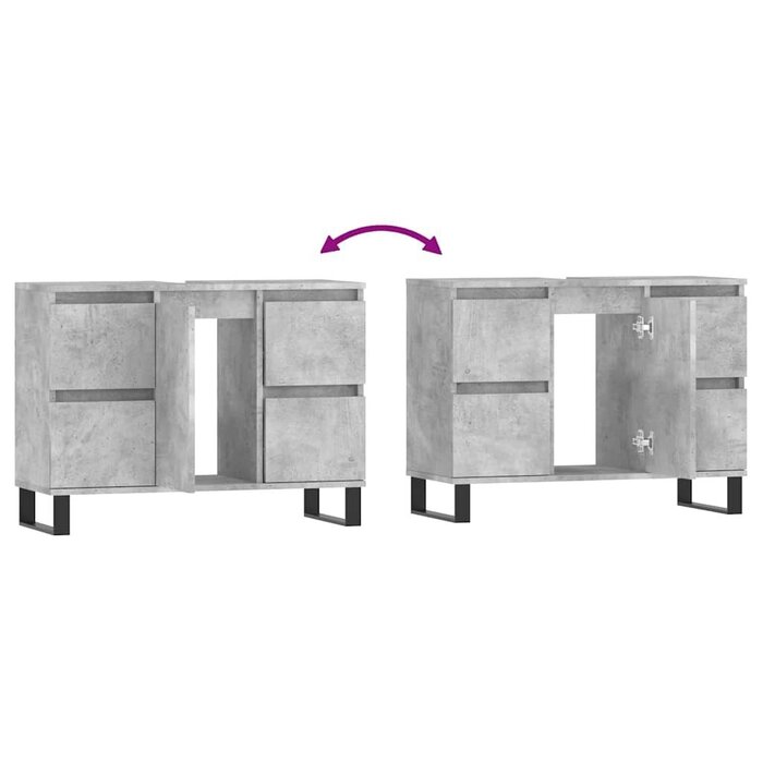 Badezimmerschrank in Betongrau 80x33x60 cm - 36% Rabatt