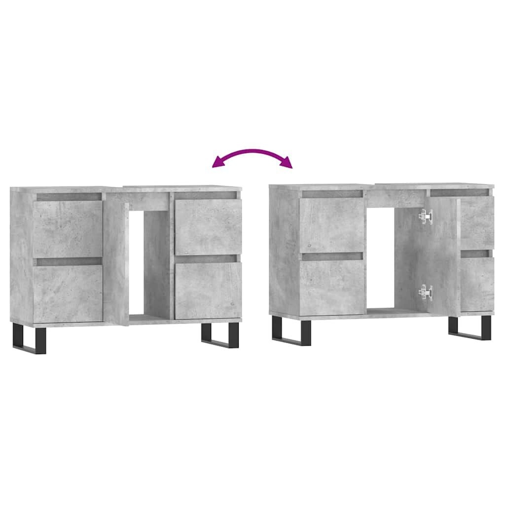 Badezimmerschrank in Betongrau 80x33x60 cm - 36% Rabatt