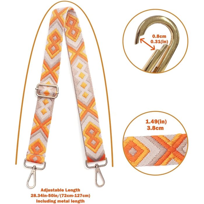 Verstellbarer Schultergurt, Orange, 3,8 cm, Gold-Karabiner - 25% Rabatt