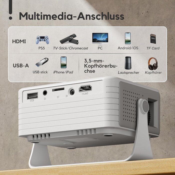 Mini-Beamer Full HD - Tragbarer Projektor - 33% Rabatt