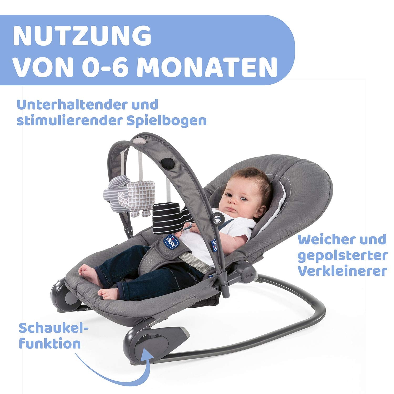 Babywippe 0-18 kg in Moon Grey - 4-fach verstellbar - 34% Rabatt