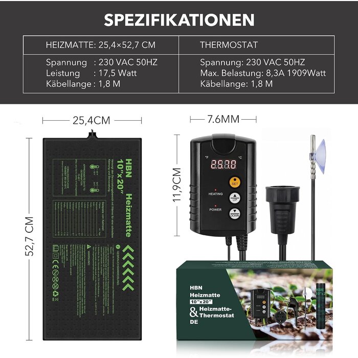Heizmatte für Pflanzen & Terrarien 52x25 cm, 17,5W - 29% Rabatt