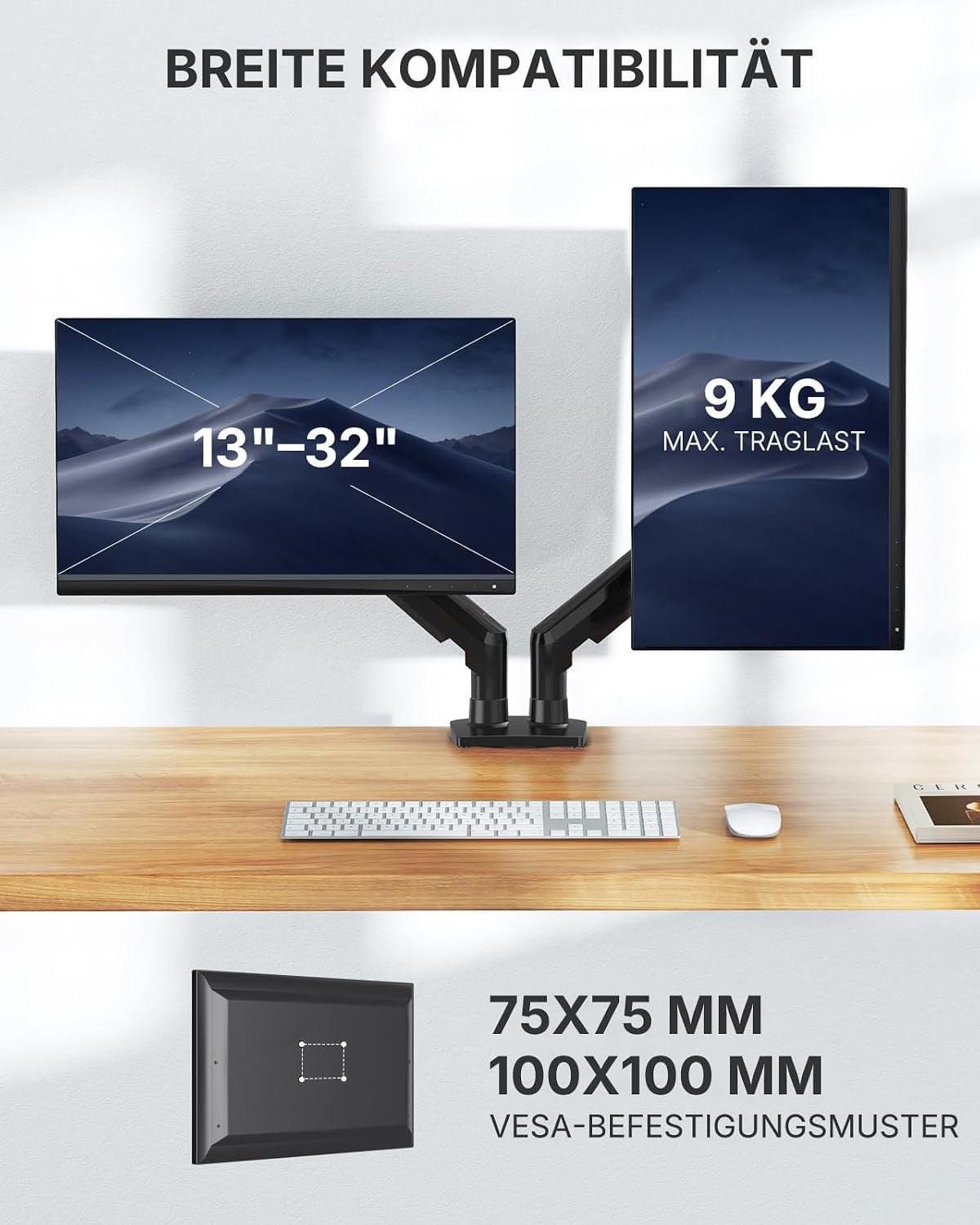 Doppel-Monitorhalterung 13-32 Zoll VESA - 33% Rabatt - Schwarz
