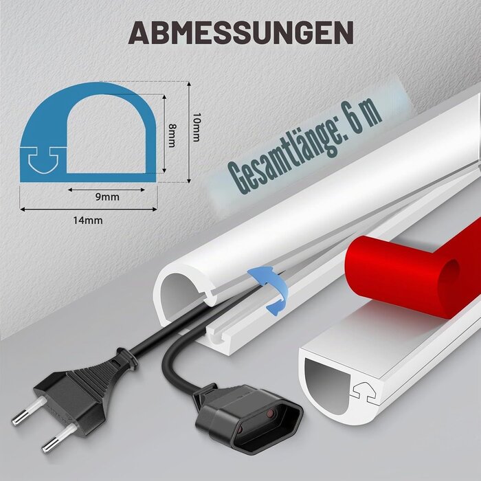 Flexibler Silikon-Kabelkanal 6m, 14x10mm - Weiß - 31% Rabatt