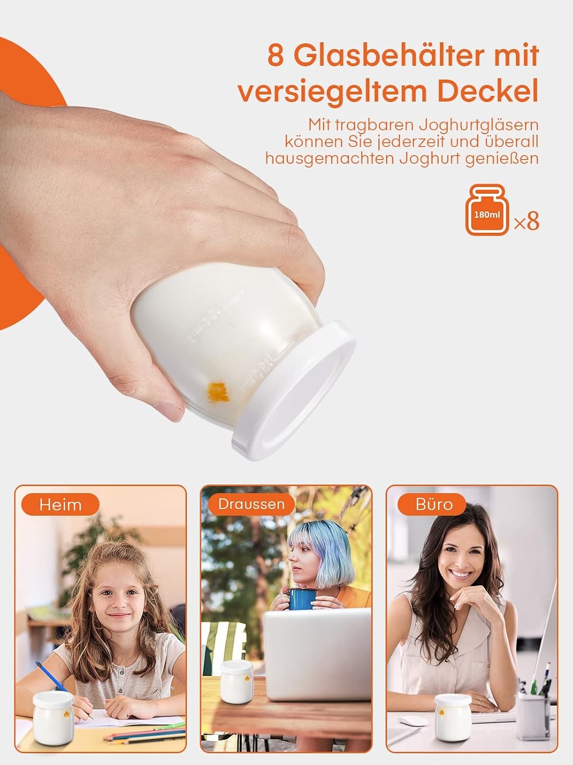 Joghurtbereiter mit 8 Gläsern, Timer & Temperaturregelung - 33% Rabatt