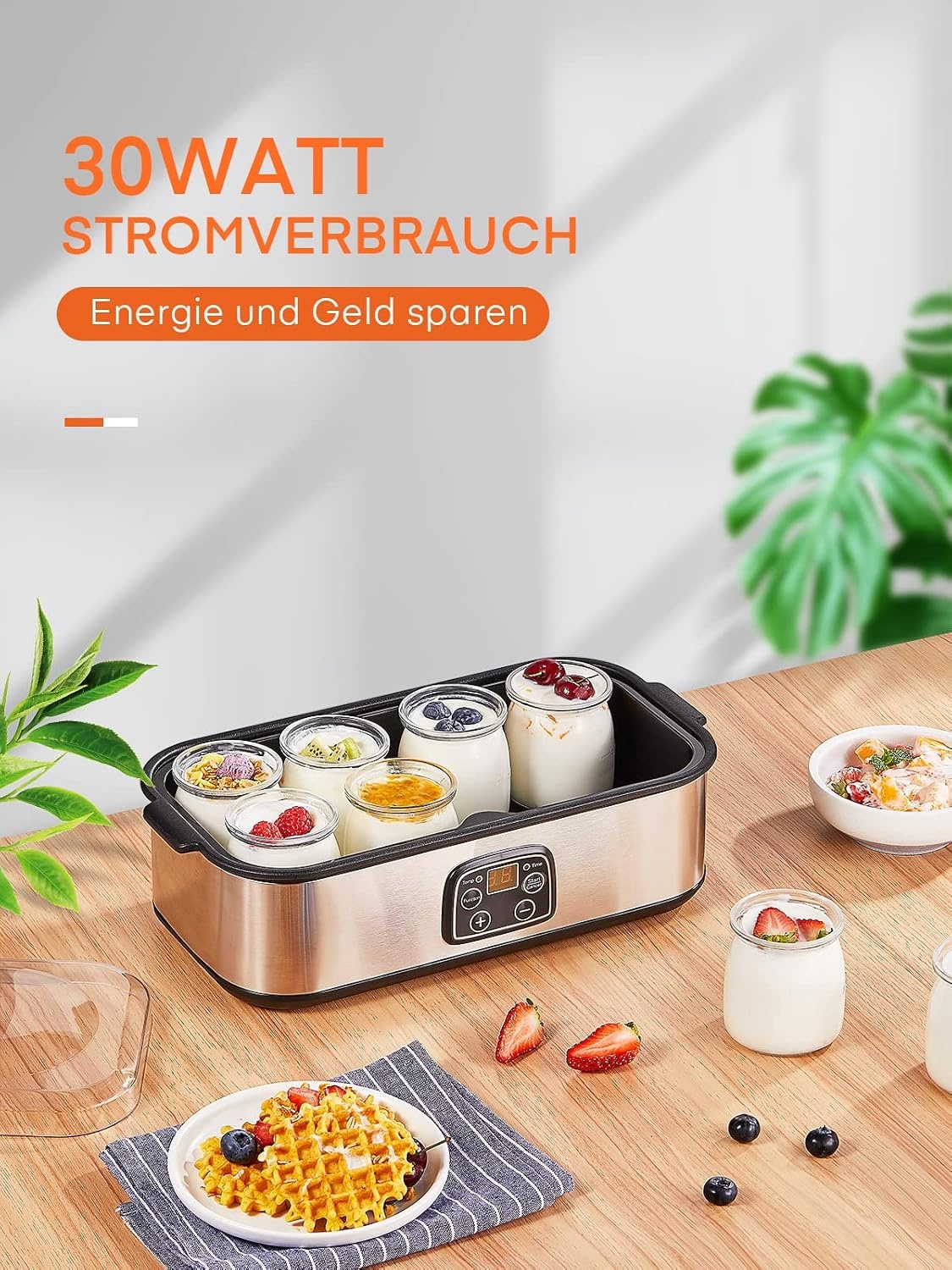 Joghurtbereiter mit 8 Gläsern, Timer & Temperaturregelung - 33% Rabatt