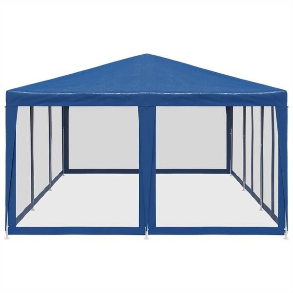 Partyzelt 6x4 m Blau mit 10 Netz-Seitenwänden - 34% Rabatt - Ausgepackt