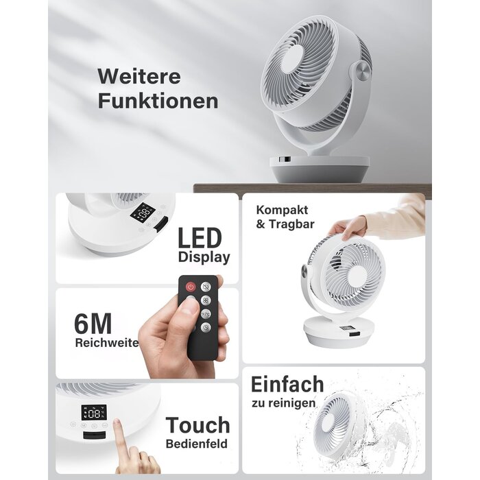 Tischventilator 33 cm mit Fernbedienung - 32% Rabatt - Leise & Leistungsstark