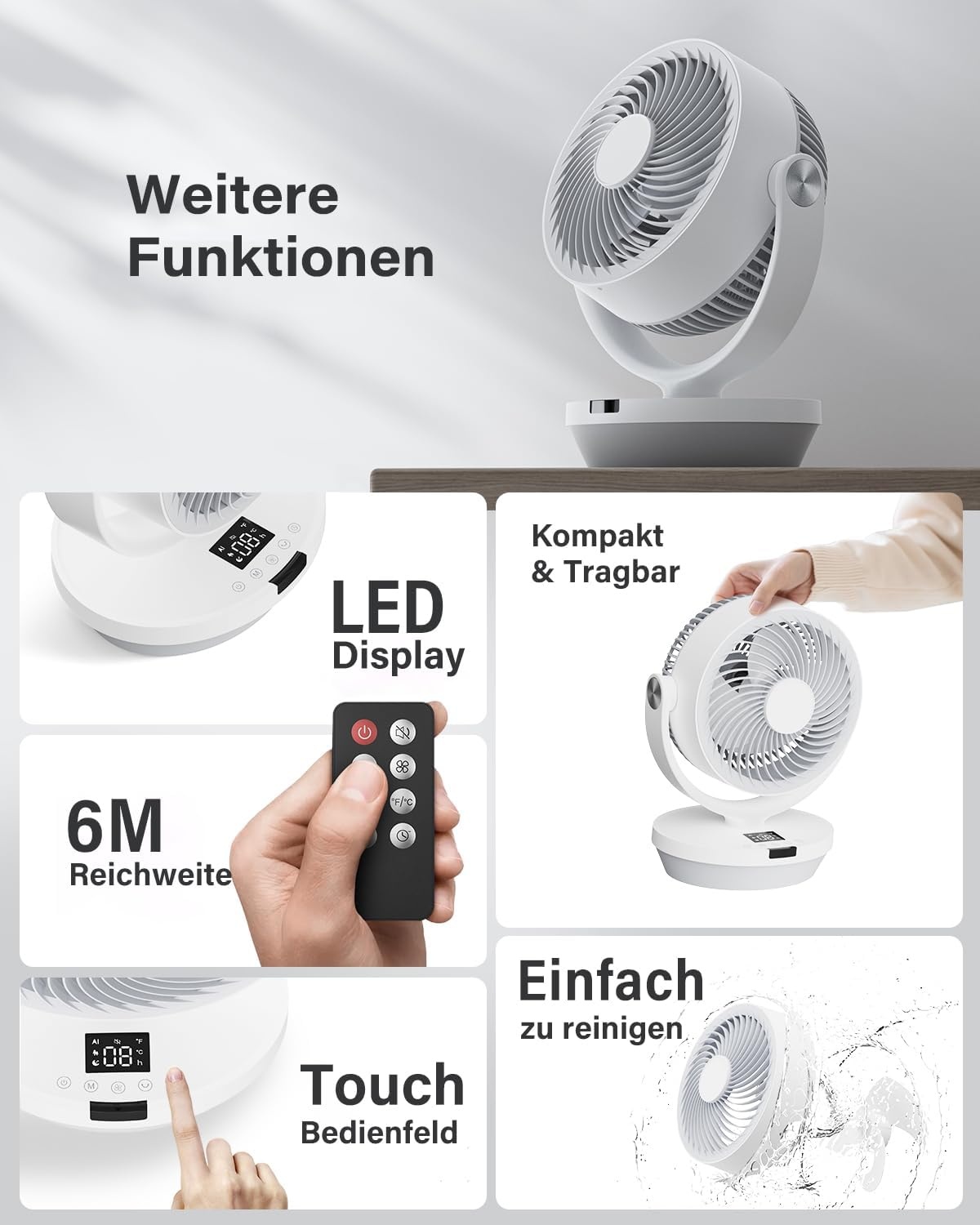 Tischventilator 33 cm mit Fernbedienung - 32% Rabatt - Leise & Leistungsstark
