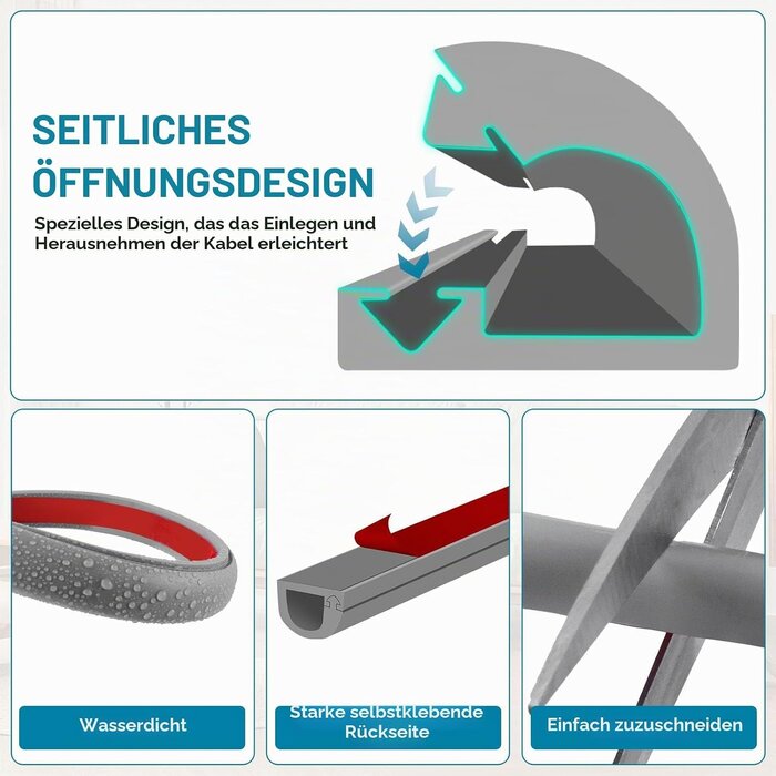 Selbstklebender Kabelkanal Grau 7x14mm 6m - 30% Rabatt