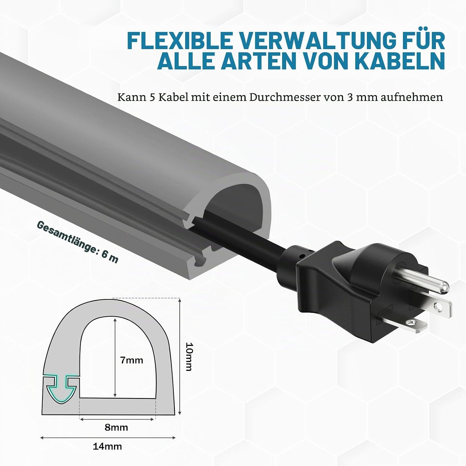 Selbstklebender Kabelkanal Grau 7x14mm 6m - 30% Rabatt