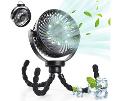 Akku-Kinderwagenventilator mit LED - 45% Rabatt - 360° drehbar