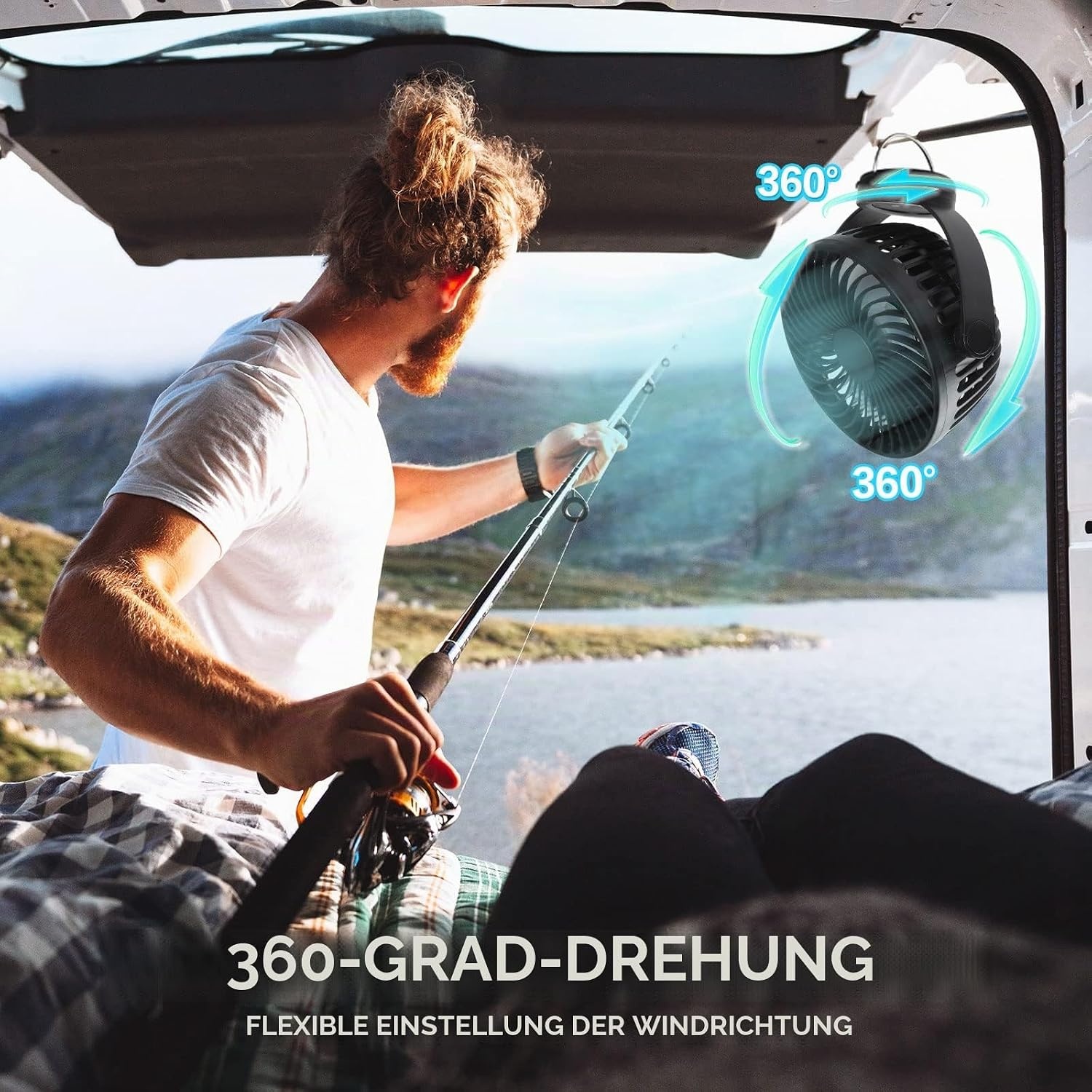 Akku-Kinderwagenventilator mit LED, 5200 mAh, 360° drehbar - 30% Rabatt