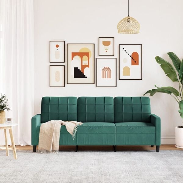 3-Sitzer Sofa Samt Dunkelgrün 180 cm - 35% Rabatt