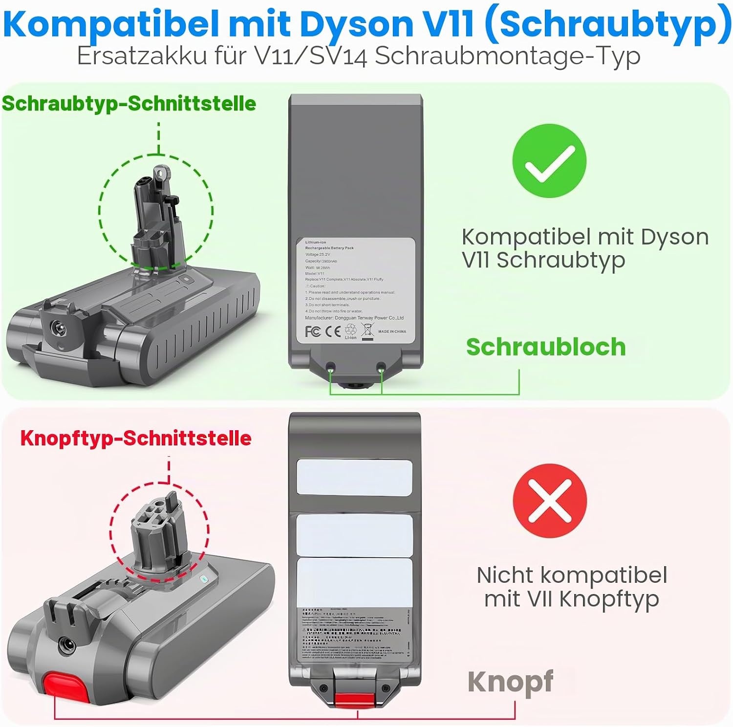Dyson V11 SV14 Ersatzakku 3900 mAh Set - 33% Rabatt