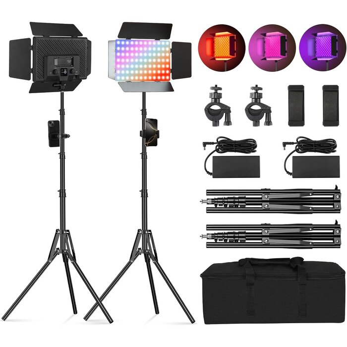 RGB Videoleuchten 2er-Set mit Stativen & 34% Rabatt für Content Creator