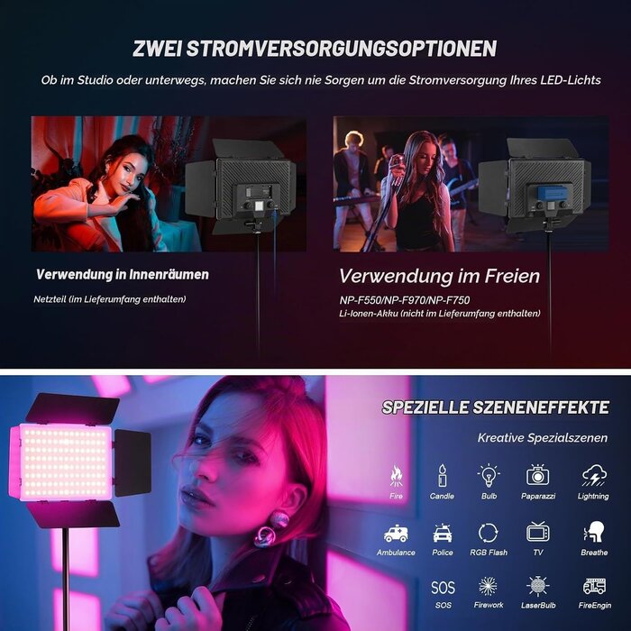 RGB Videoleuchten 2er-Set mit Stativen & 34% Rabatt für Content Creator