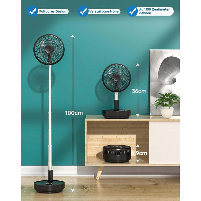 Faltbarer 7,7 Zoll Standventilator - Kabellos & Leise - 32% Rabatt