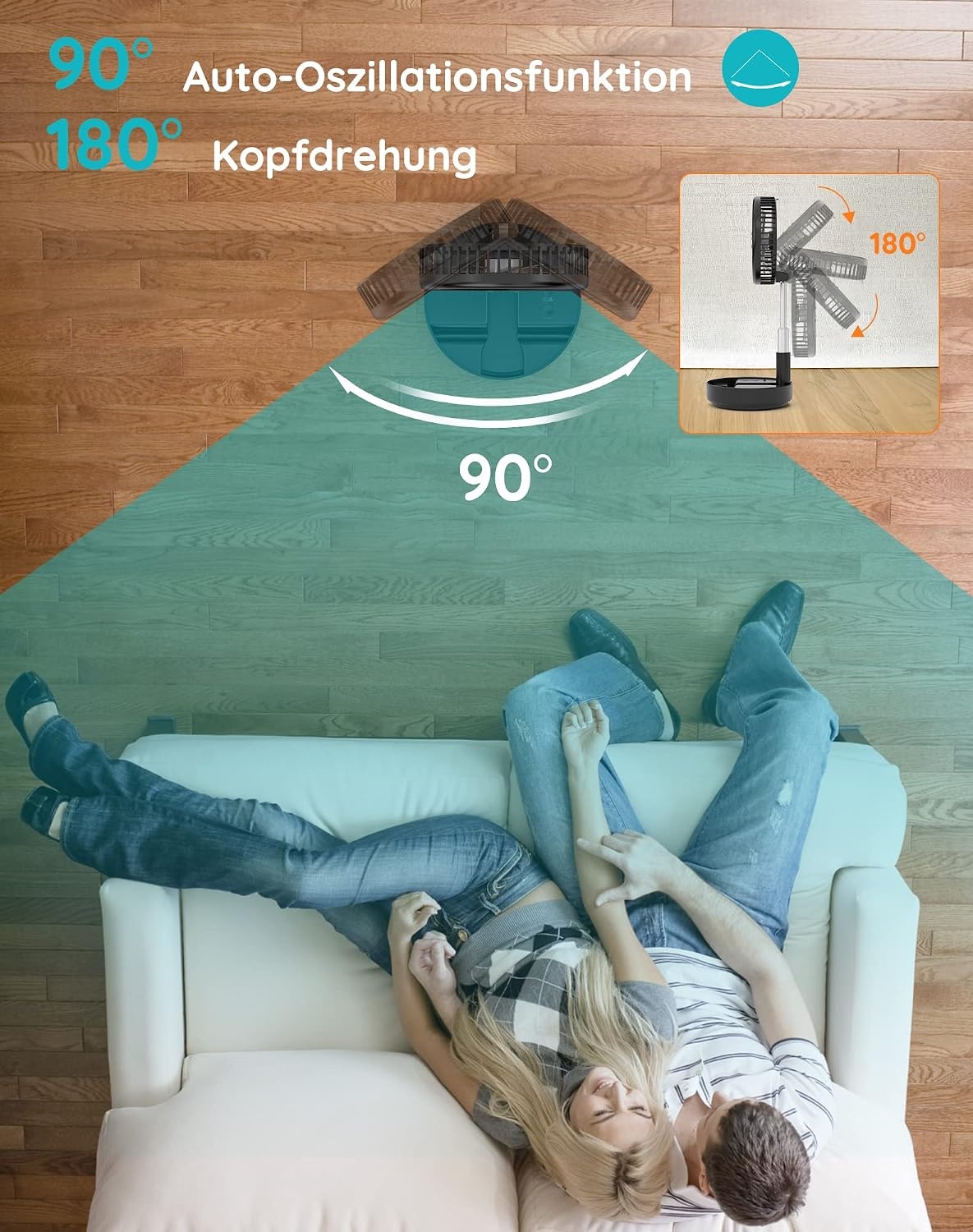 Faltbarer 7,7 Zoll Standventilator - Kabellos & Leise - 32% Rabatt
