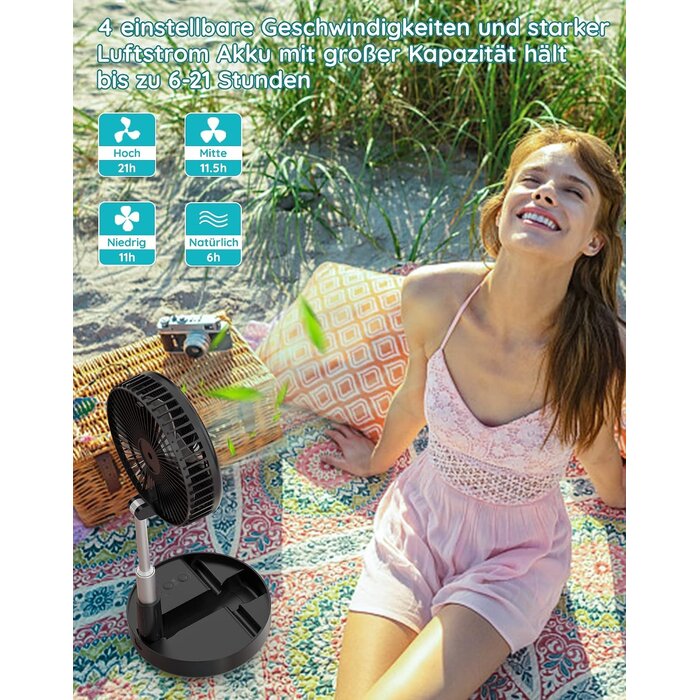 Faltbarer 7,7 Zoll Standventilator - Kabellos & Leise - 32% Rabatt