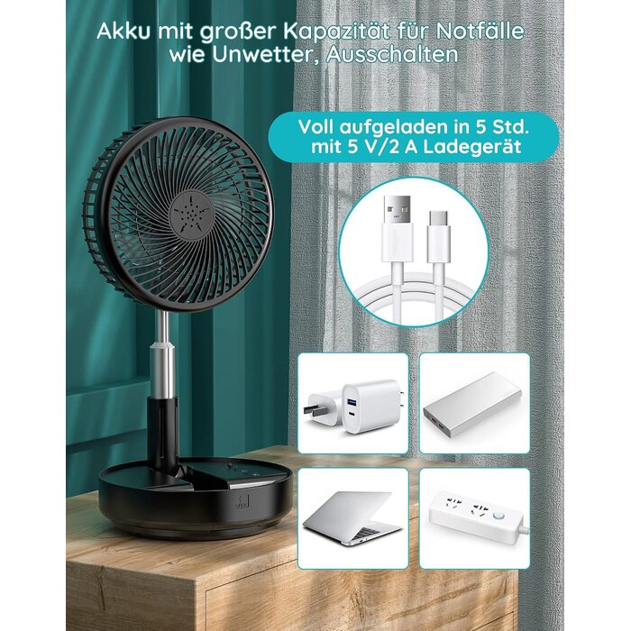 Faltbarer 7,7 Zoll Standventilator - Kabellos & Leise - 32% Rabatt