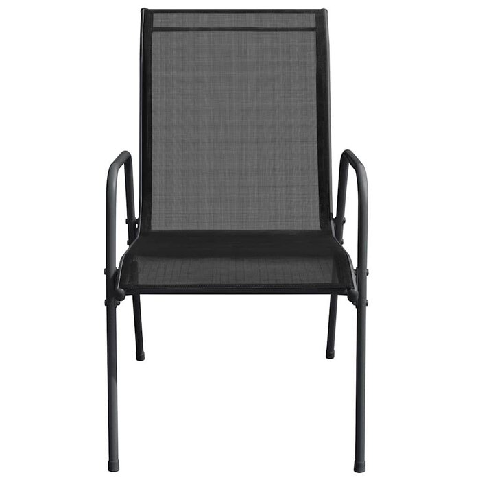 6er Set Gartenstühle Stahl Textilene Schwarz - 35% Rabatt