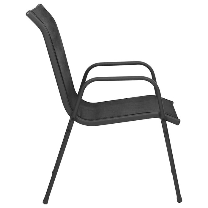 6er Set Gartenstühle Stahl Textilene Schwarz - 35% Rabatt