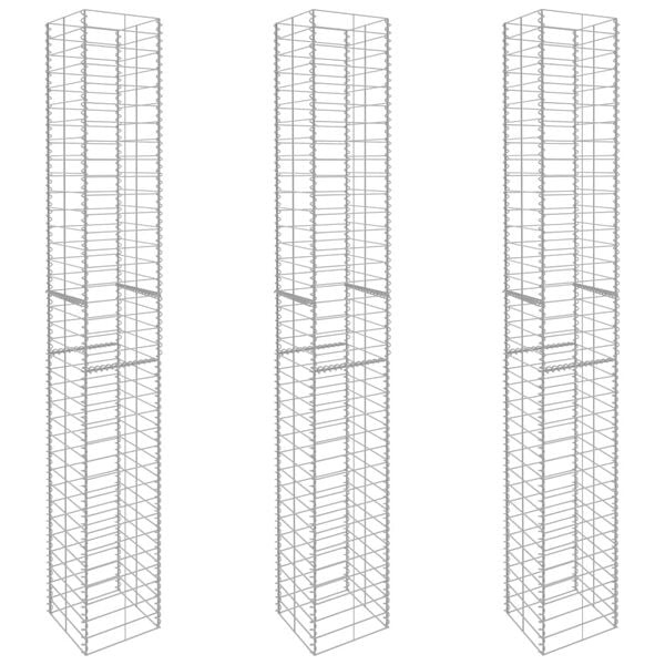 3-teiliges Gabionen-Set 25x25x197 cm - verzinkt - 33% Rabatt
