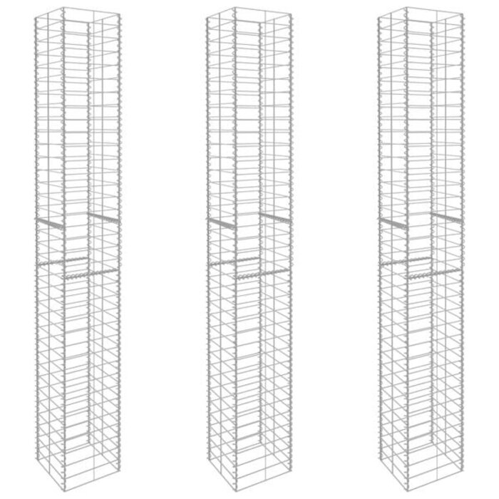 3-teiliges Gabionen-Set 25x25x197 cm - verzinkt - 33% Rabatt