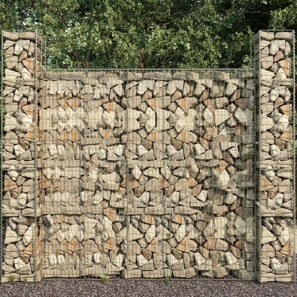 3-teiliges Gabionen-Set 25x25x197 cm - verzinkt - 33% Rabatt