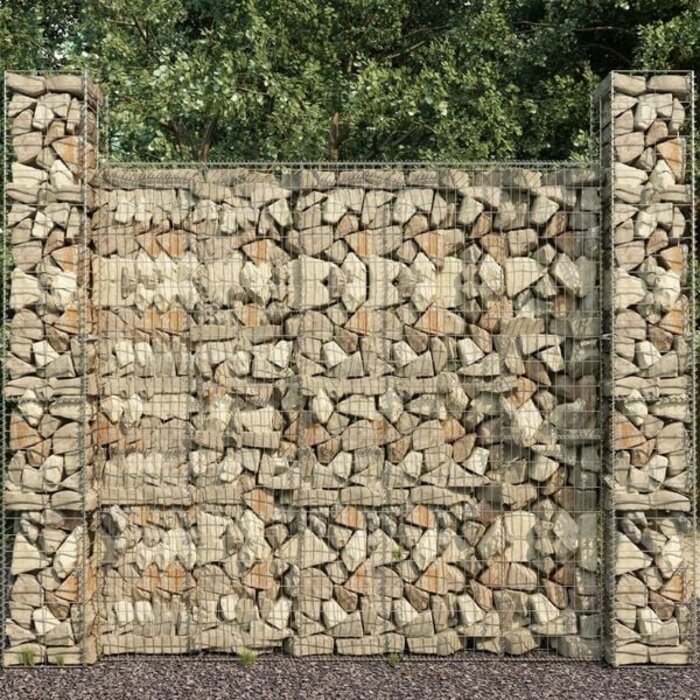 3-teiliges Gabionen-Set 25x25x197 cm - verzinkt - 33% Rabatt