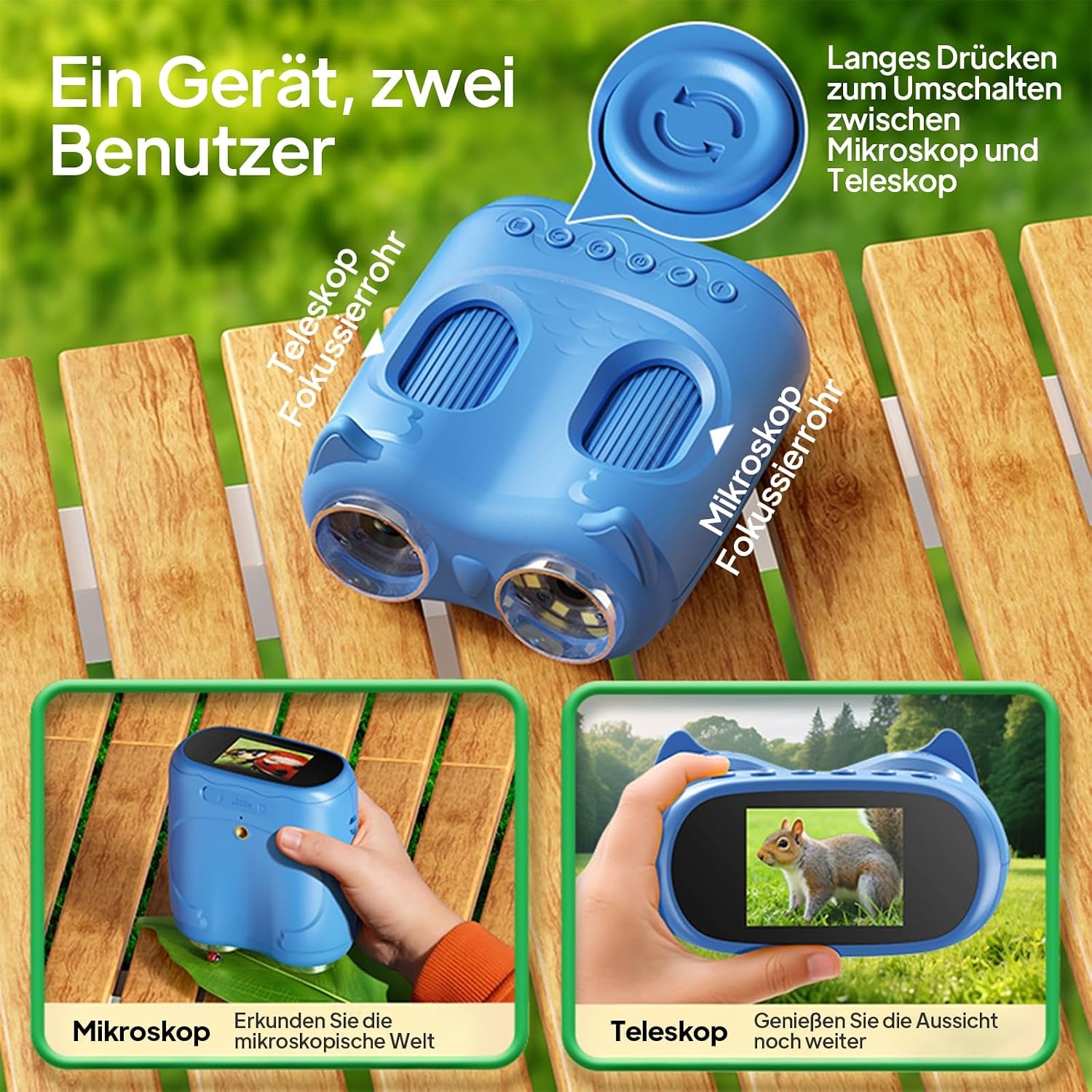 2-in-1 Kindermikroskop & Teleskop 4K - Blau - 31% Rabatt