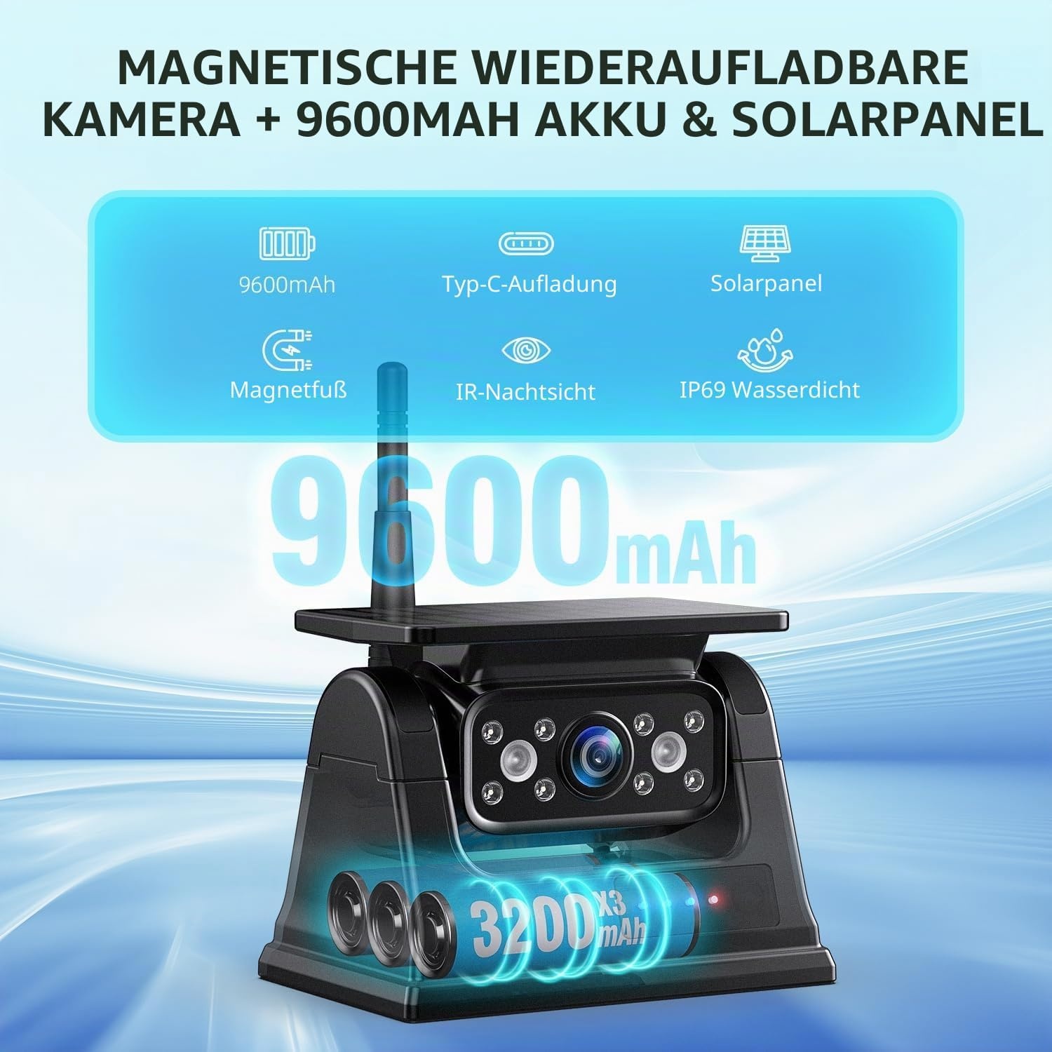 Drahtloses 10 Zoll Rückfahrkamera-Set 4 Solar-Kameras 1080P - 35% Rabatt