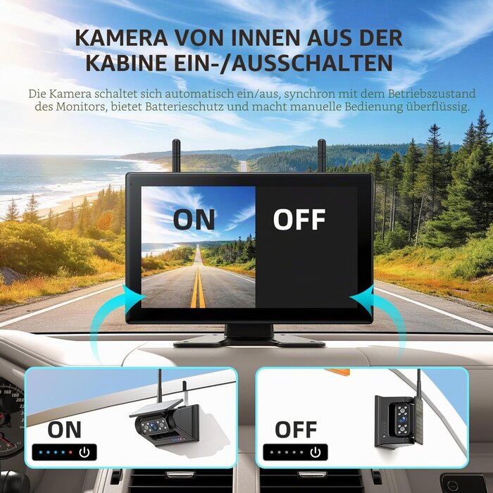 Drahtloses 10 Zoll Rückfahrkamera-Set 4 Solar-Kameras 1080P - 35% Rabatt