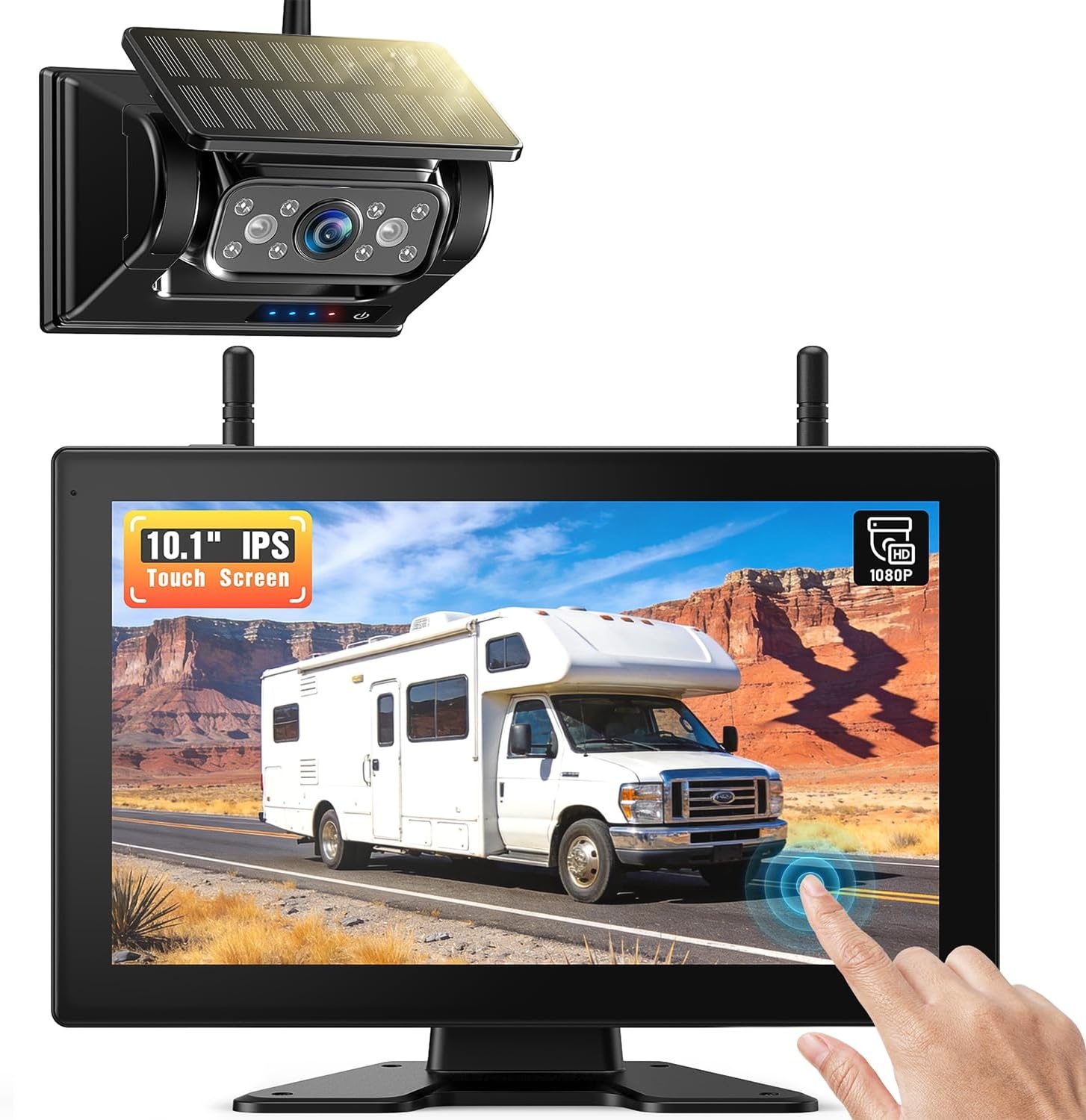 Drahtloses 10 Zoll Rückfahrkamera-Set 4 Solar-Kameras 1080P - 35% Rabatt