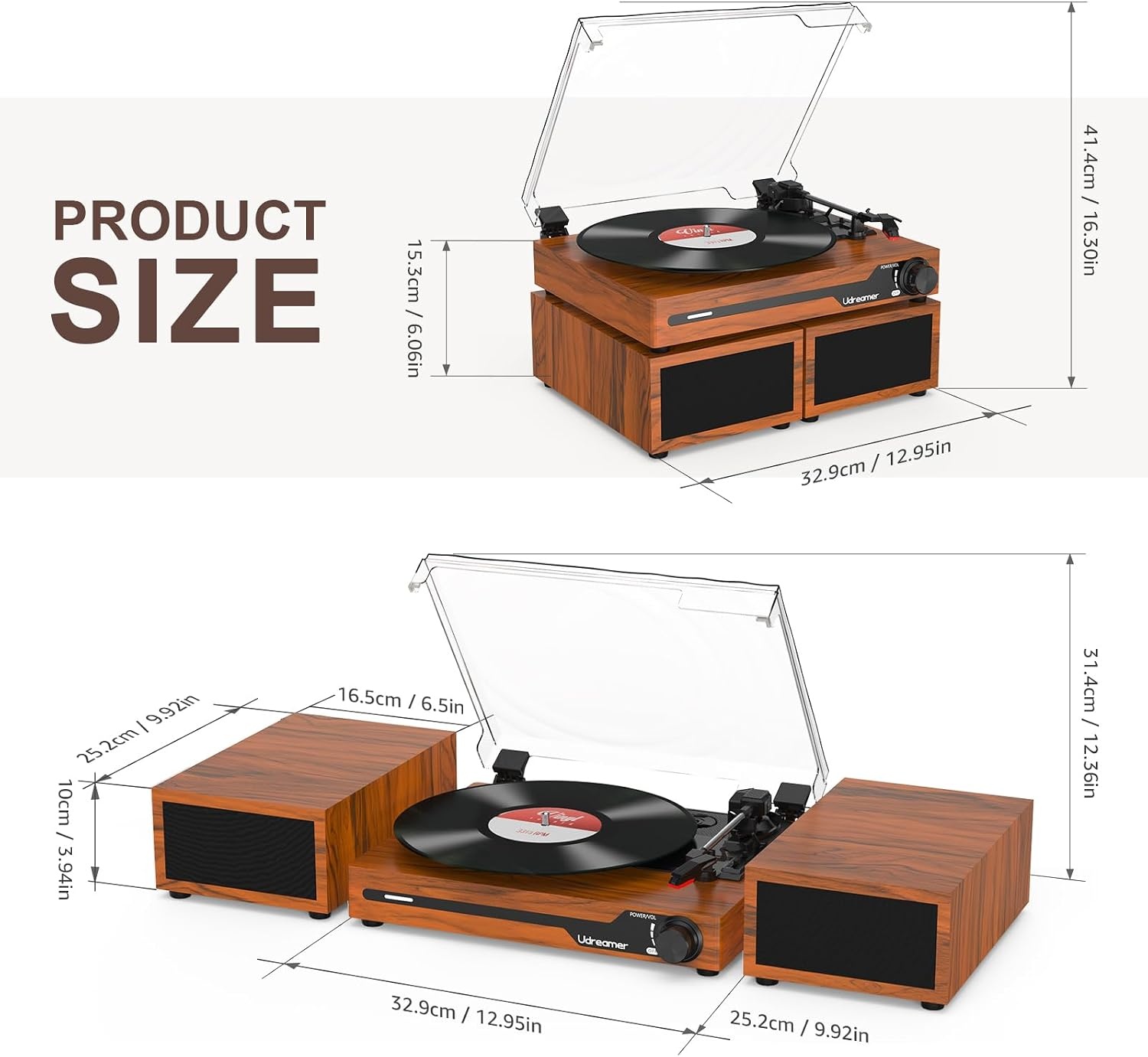 Vintage Plattenspieler mit Bluetooth & 20W Lautsprechern - 34% Rabatt