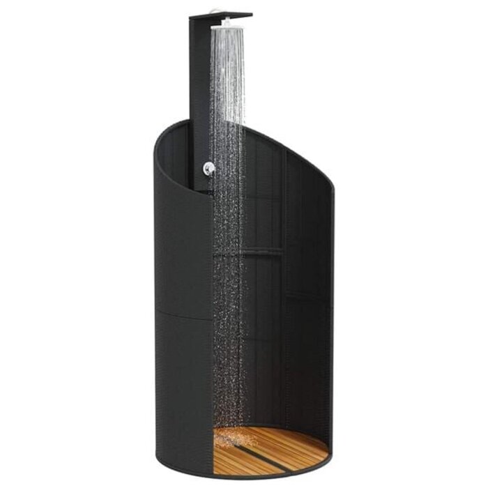 Gartendusche aus Polyrattan & Akazie, schwarz - 35% Rabatt