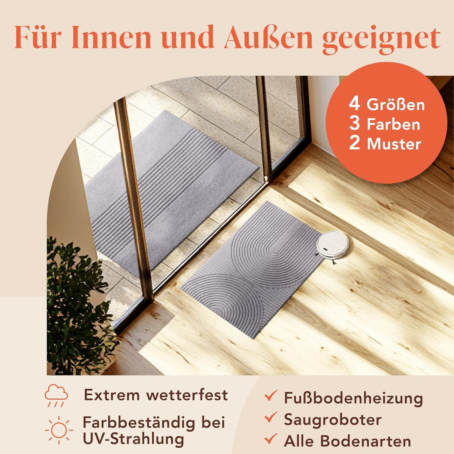 Moderne Schmutzfangmatte 60x90 cm Hellgrau - 30% Rabatt
