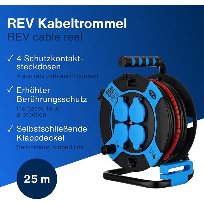 Kabeltrommel 25m IP44 - 4 Steckdosen - 33% Rabatt auf Rückläufer