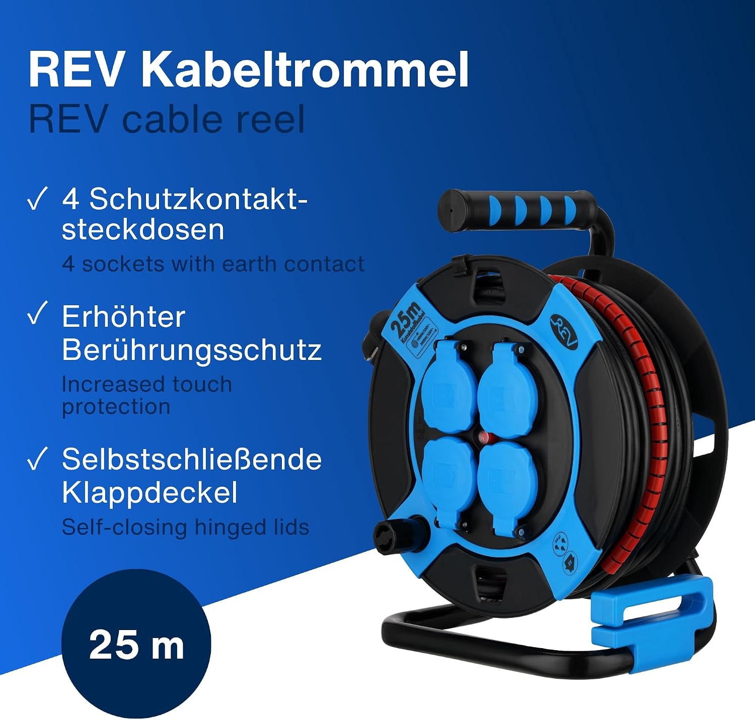 Kabeltrommel 25m IP44 - 4 Steckdosen - 33% Rabatt auf Rückläufer