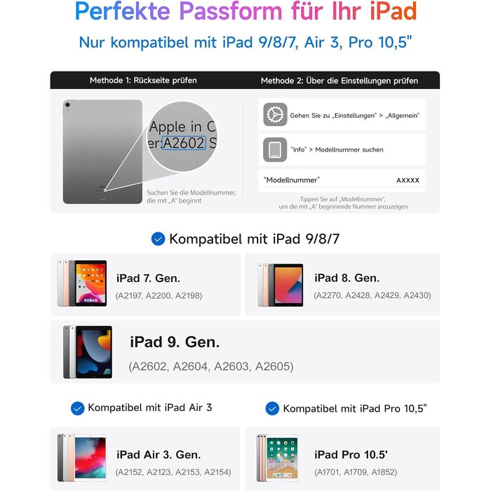 Tastaturhülle für iPad 7./8./9. Gen 360° drehbar weiß - 34% Rabatt