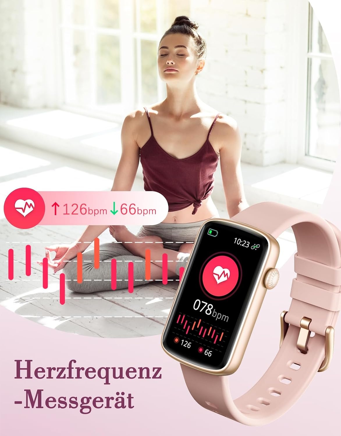 Ultradünne Smartwatch für Damen in Rosa - 30% Rabatt