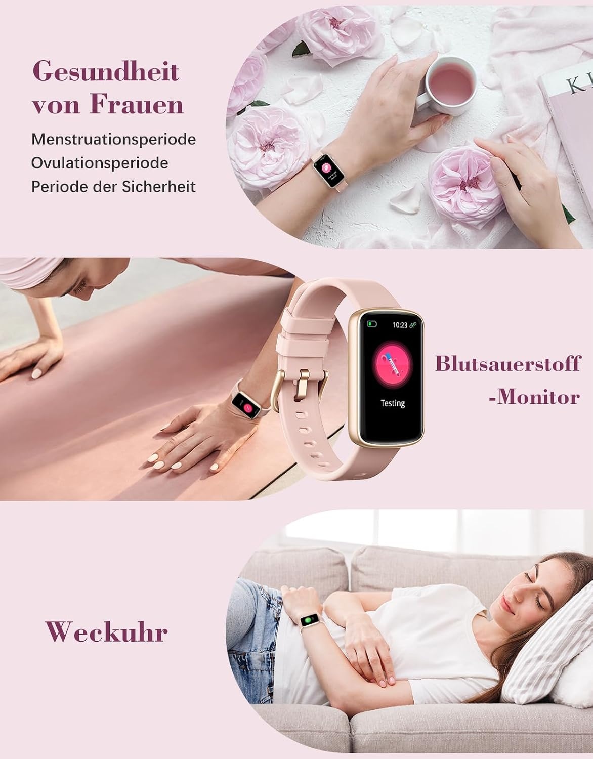 Ultradünne Smartwatch für Damen in Rosa - 30% Rabatt