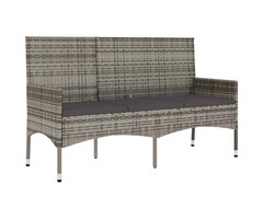 Vidaxl 3-Sitzer Gartenbank mit Kissen Poly-Rattan Grau - 46% Rabatt